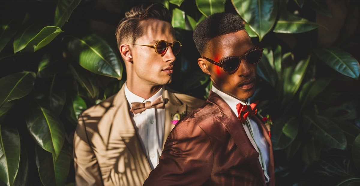 Homosexuelles Paar beim Fotoshooting